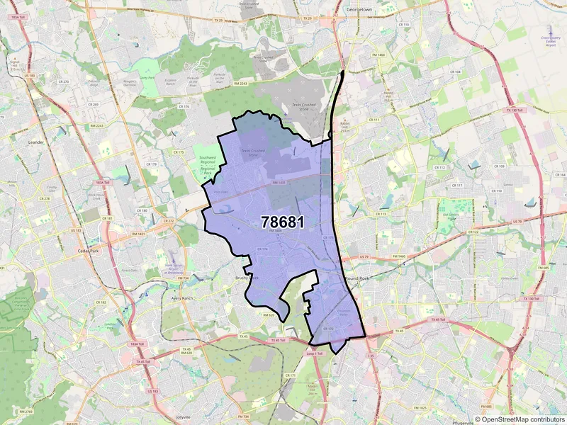 Map of ZIP Code 78681 — Round Rock, TX