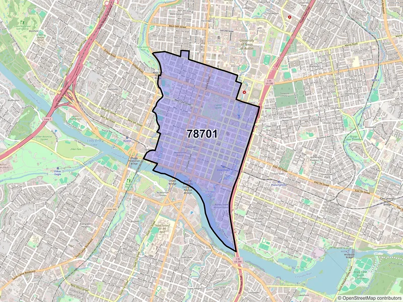 Map of ZIP Code 78701 — Austin, TX