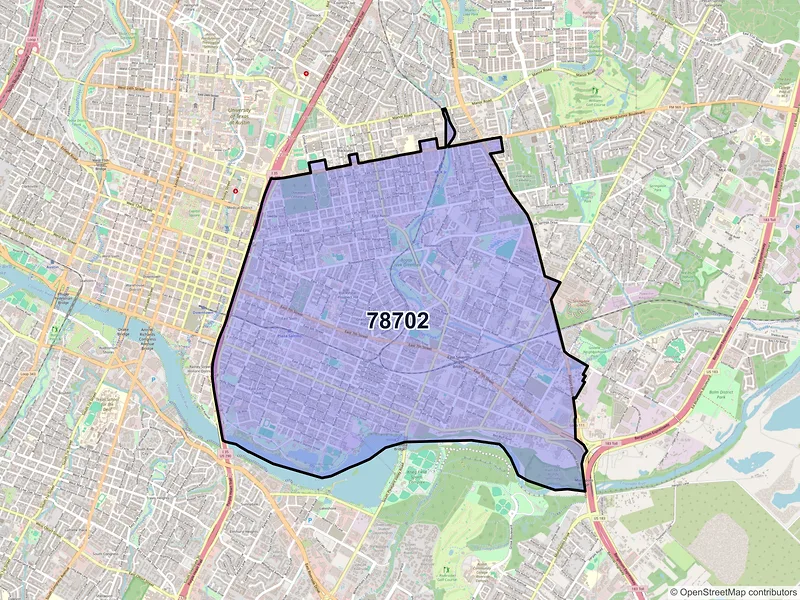 Map of ZIP Code 78702 — Austin, TX