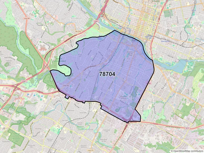 Map of ZIP Code 78704 — Austin, TX