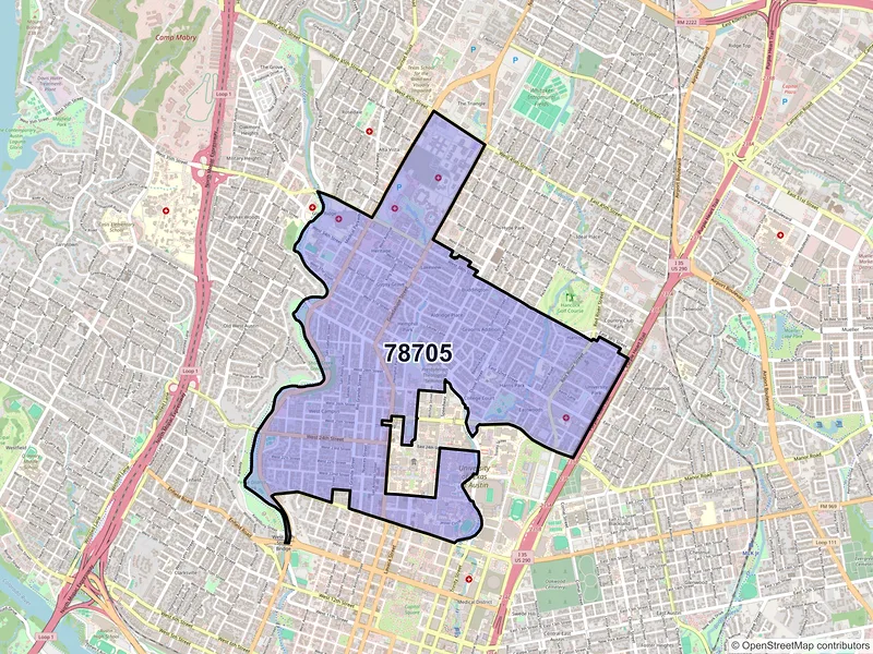 Map of ZIP Code 78705 — Austin, TX