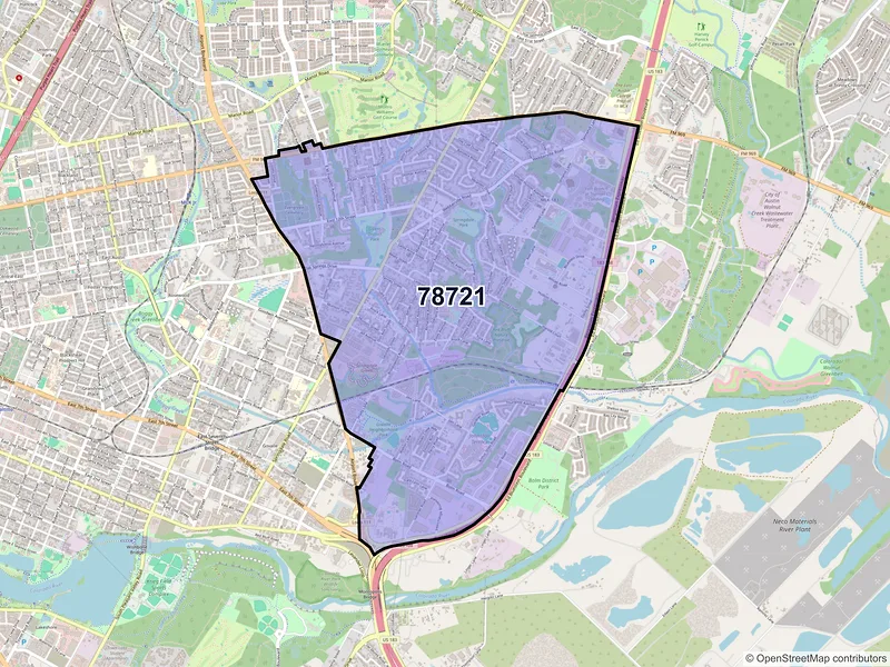 Map of ZIP Code 78721 — Austin, TX