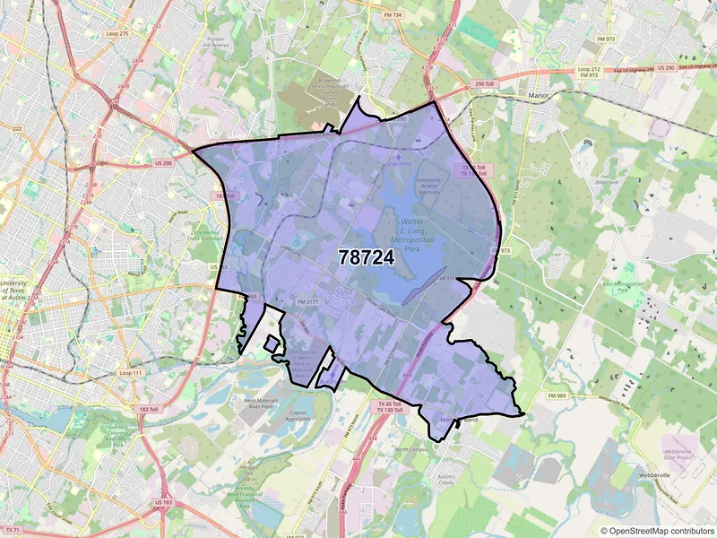 Map of ZIP Code 78724 — Austin, TX