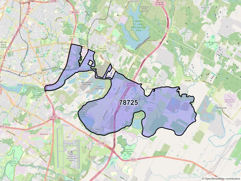 Map of ZIP Code 78725 — Austin, TX