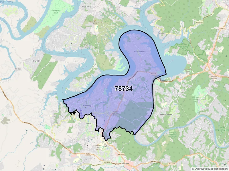 Map of ZIP Code 78734 — Austin, TX