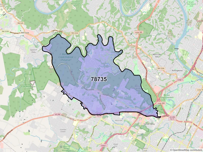 Map of ZIP Code 78735 — Austin, TX