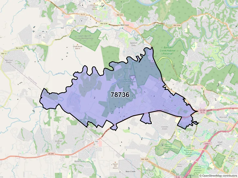 Map of ZIP Code 78736 — Austin, TX