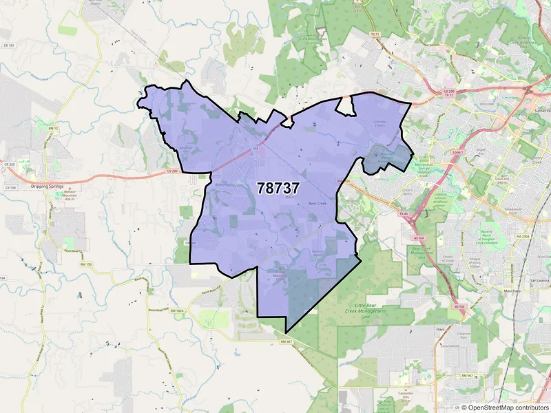 Map of ZIP Code 78737 — Austin, TX