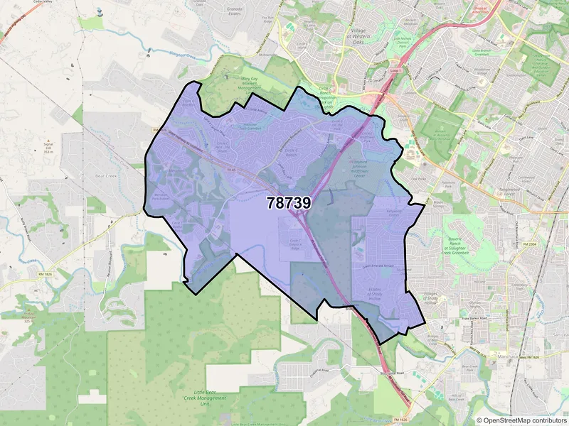 Map of ZIP Code 78739 — Austin, TX