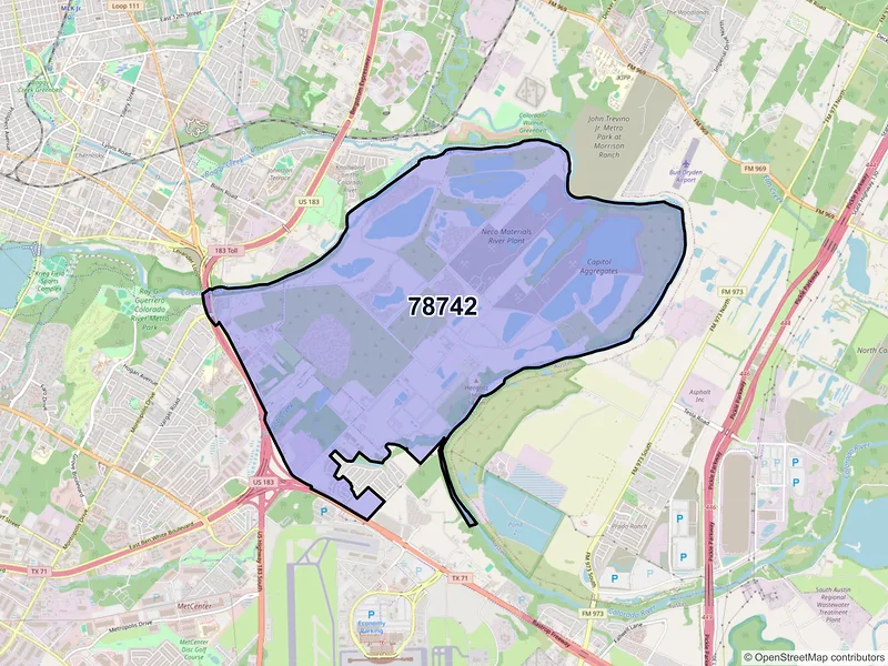 Map of ZIP Code 78742 — Austin, TX