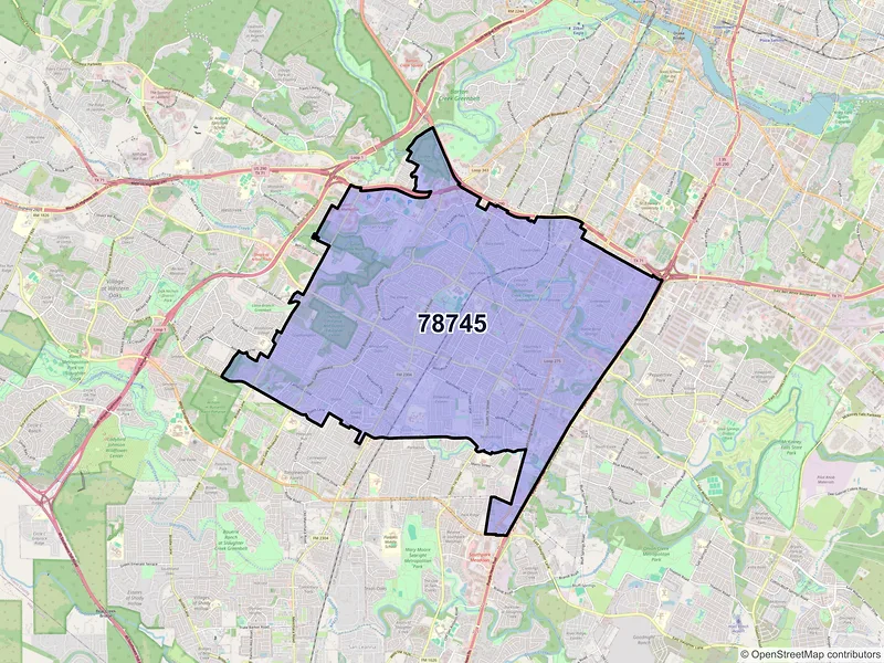Map of ZIP Code 78745 — Austin, TX