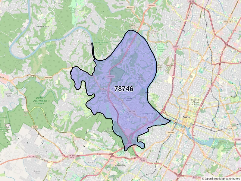 Map of ZIP Code 78746 — Austin, TX
