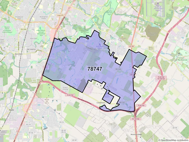 Map of ZIP Code 78747 — Austin, TX