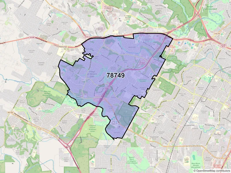 Map of ZIP Code 78749 — Austin, TX