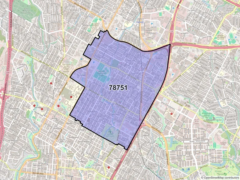Map of ZIP Code 78751 — Austin, TX