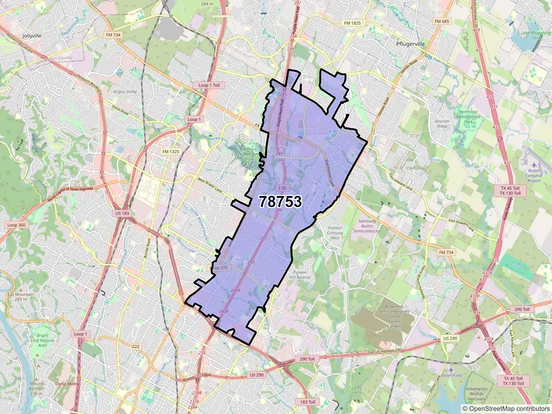 Map of ZIP Code 78753 — Austin, TX