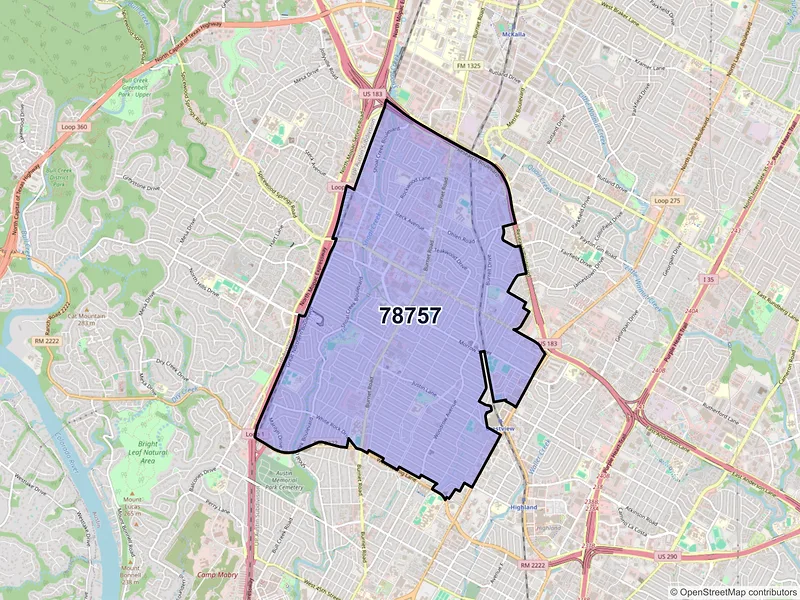 Map of ZIP Code 78757 — Austin, TX