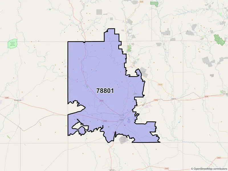 Map of ZIP Code 78801 — Uvalde, TX