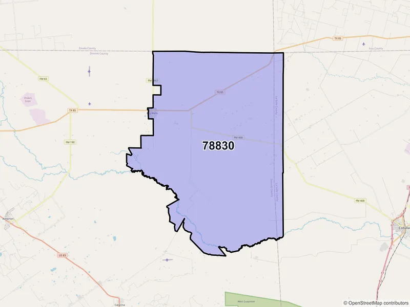 Map of ZIP Code 78830 — Big Wells, TX