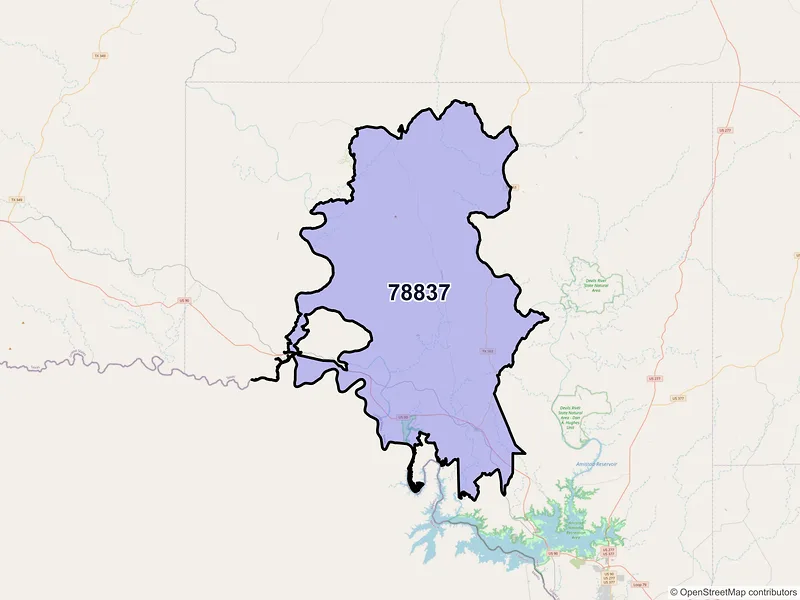Map of Comstock, Texas and ZIP codes