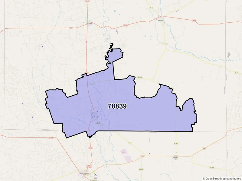 Map of ZIP Code 78839 — Crystal City, TX