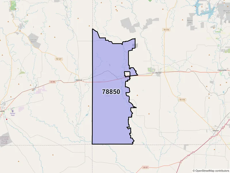 Map of ZIP Code 78850 — D Hanis, TX