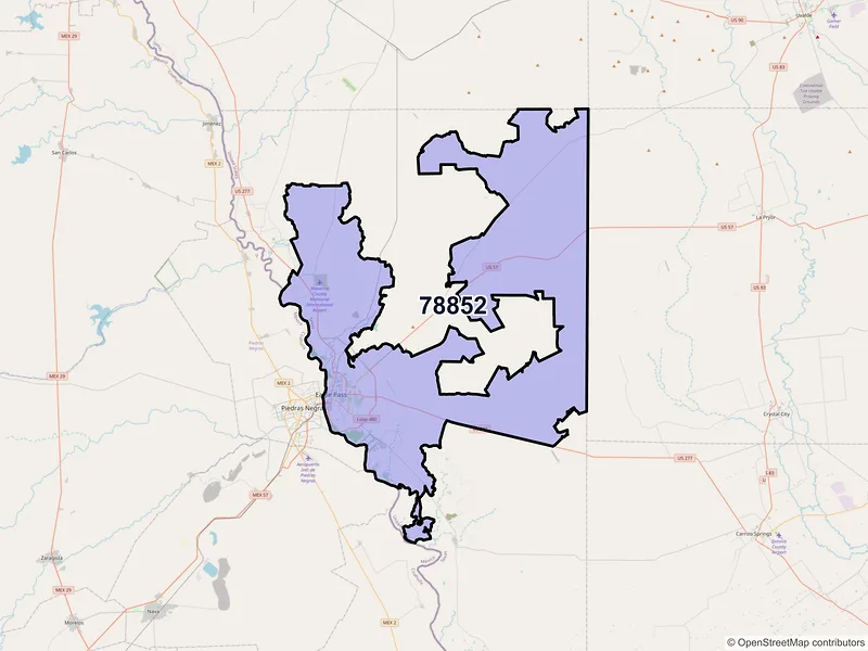 Map of ZIP Code 78852 — Eagle Pass, TX