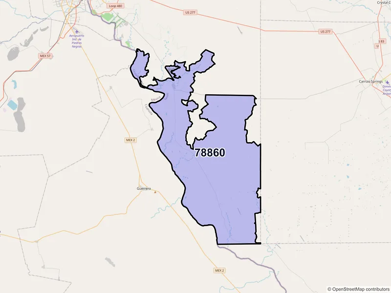 Map of El Indio, Texas and ZIP codes