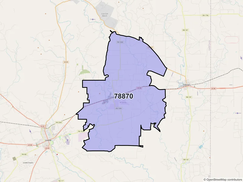 Map of Knippa, Texas and ZIP codes