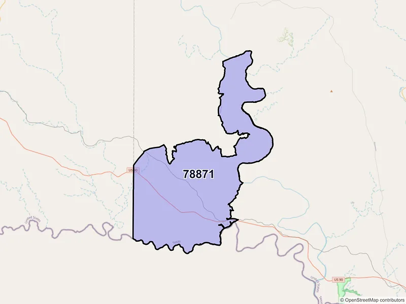 Map of Langtry, Texas and ZIP codes