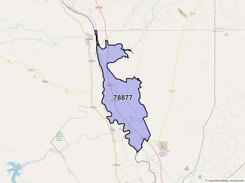 Map of ZIP Code 78877 — Quemado, TX