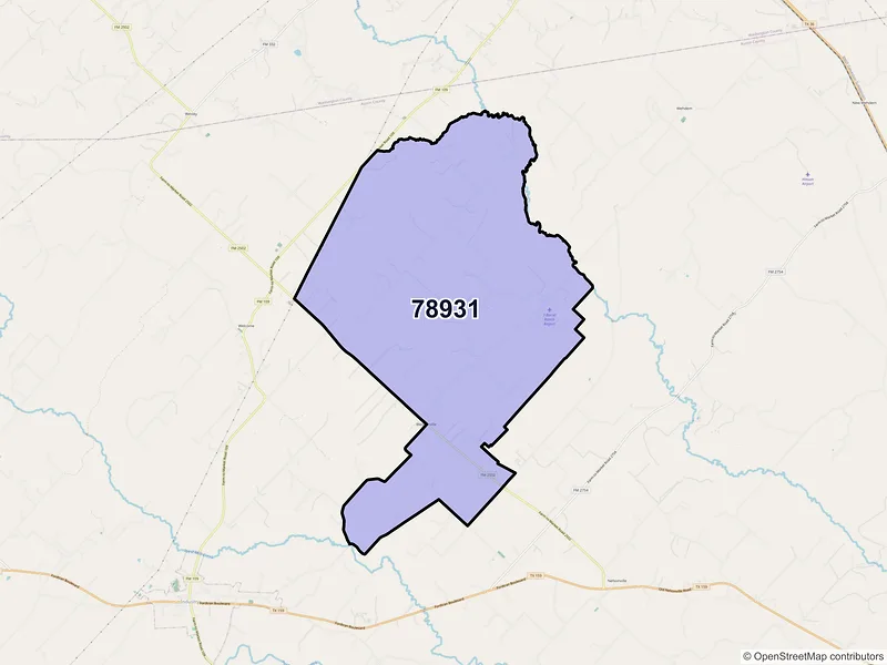 Map of ZIP Code 78931 — Bleiblerville, TX