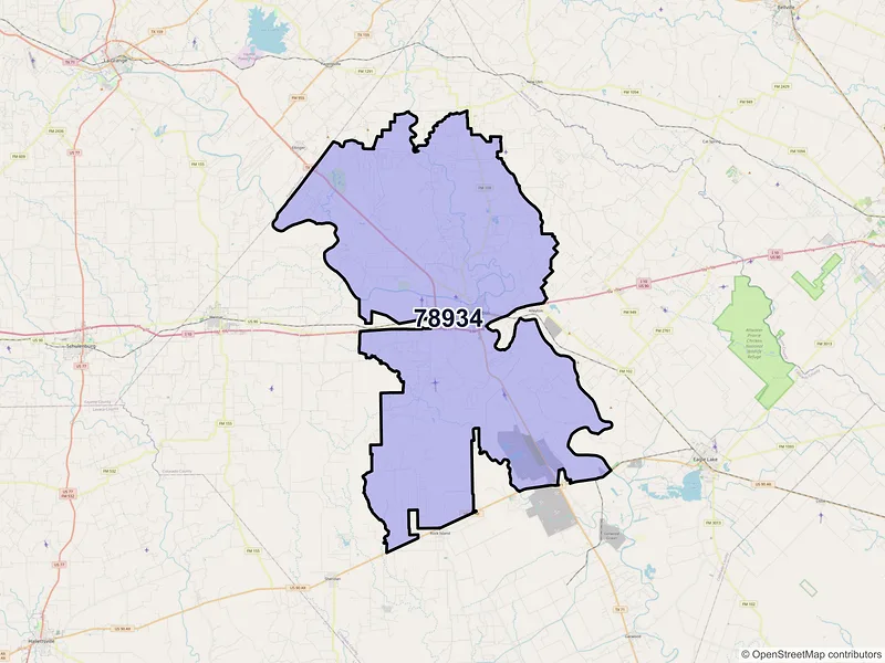 Map of ZIP Code 78934 — Columbus, TX