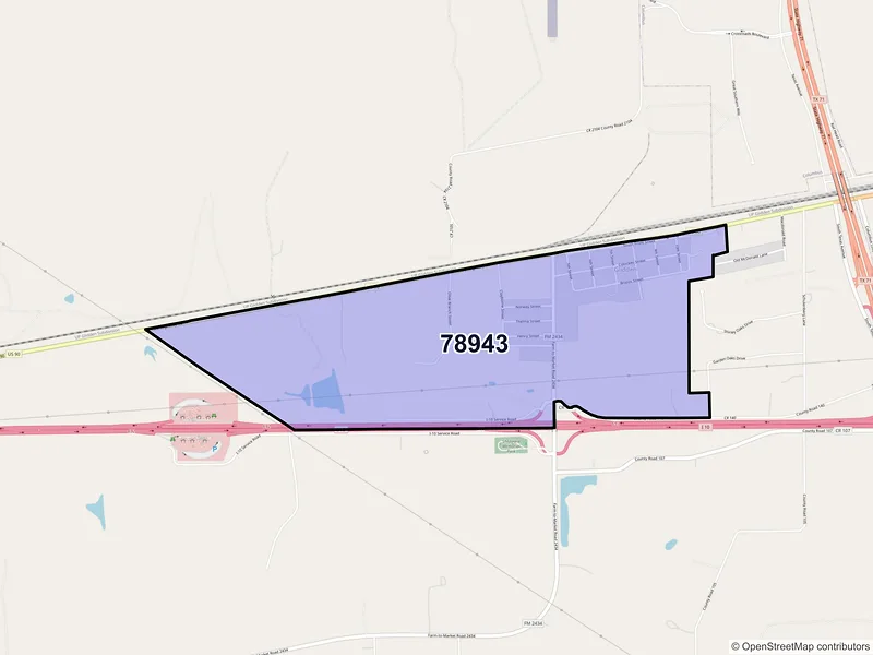 Map of Glidden, Texas and ZIP codes