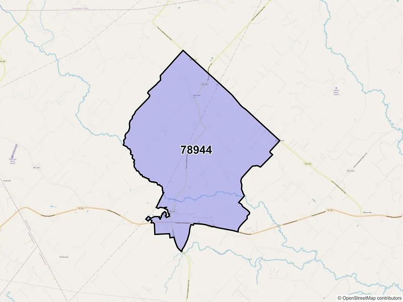 Map of Industry, Texas and ZIP codes