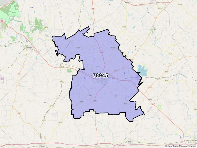 Map of ZIP Code 78945 — La Grange, TX