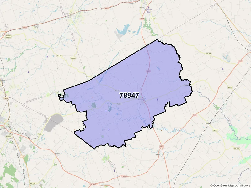 Map of ZIP Code 78947 — Lexington, TX