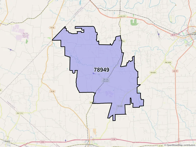 Map of ZIP Code 78949 — Muldoon, TX