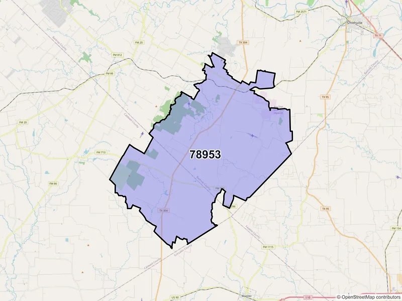 Map of Rosanky, Texas and ZIP codes