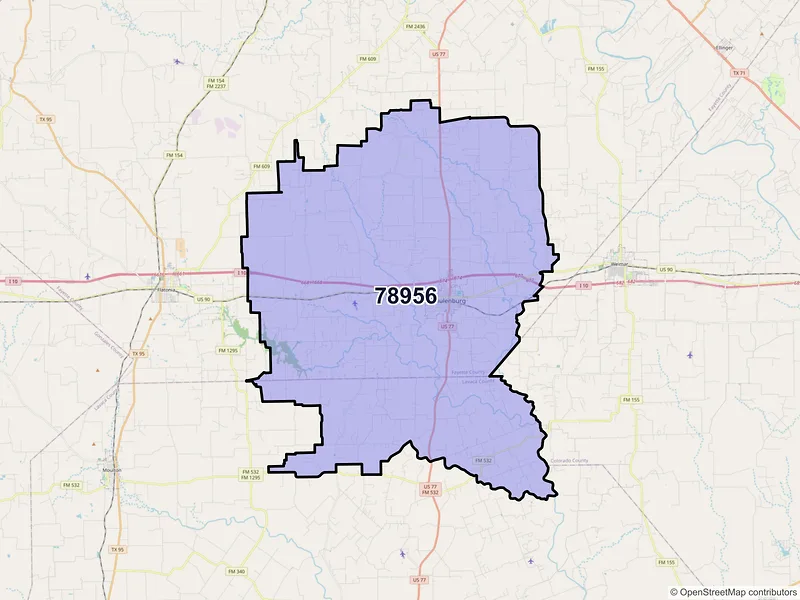 Map of ZIP Code 78956 — Schulenburg, TX
