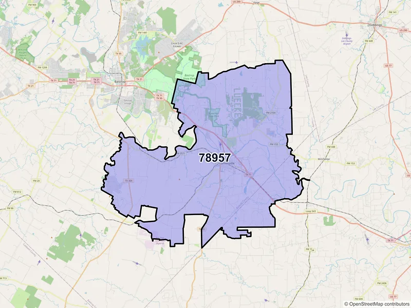 Map of ZIP Code 78957 — Smithville, TX