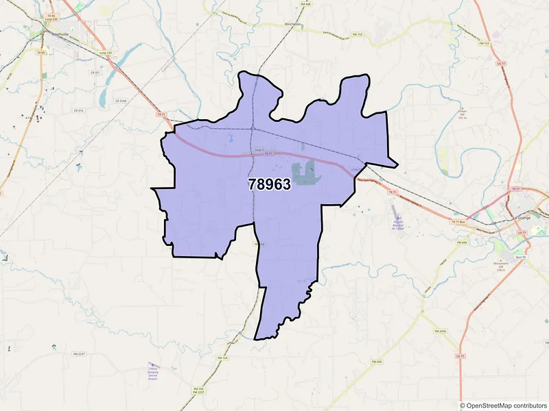 Map of ZIP Code 78963 — West Point, TX