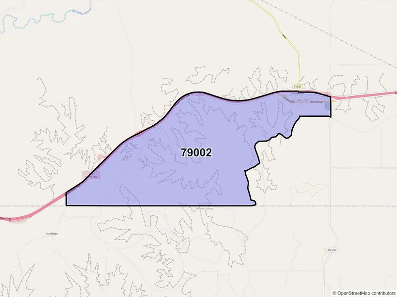 Map of Alanreed, Texas and ZIP codes