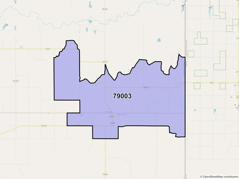 Map of Allison, Texas and ZIP codes