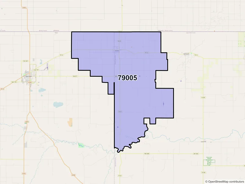 Map of ZIP Code 79005 — Booker, TX