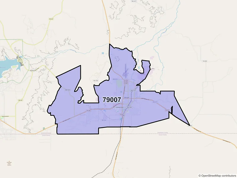 Map of ZIP Code 79007 — Borger, TX