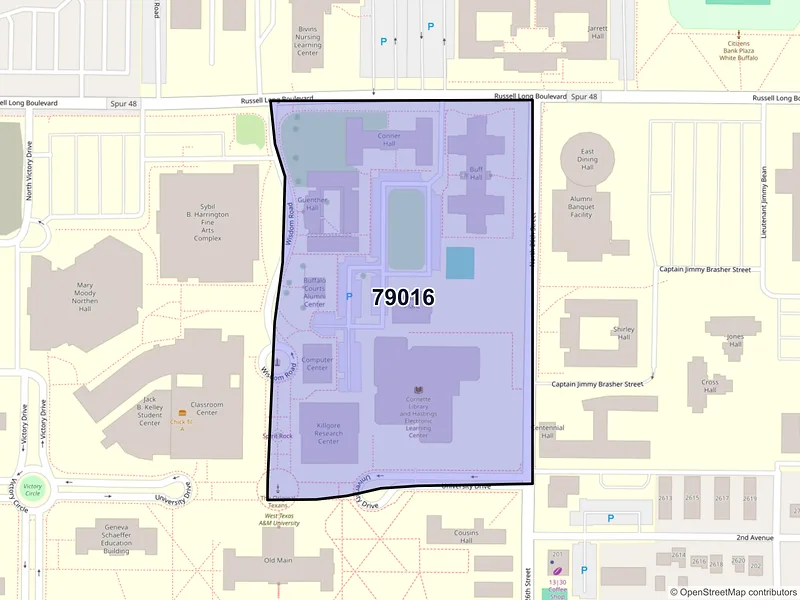 Map of ZIP Code 79016 — Canyon, TX