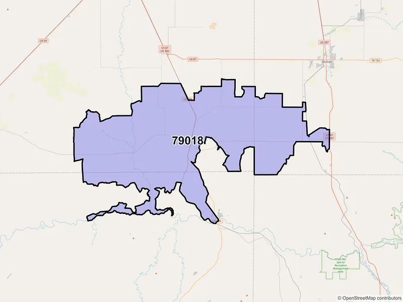 Map of ZIP Code 79018 — Channing, TX