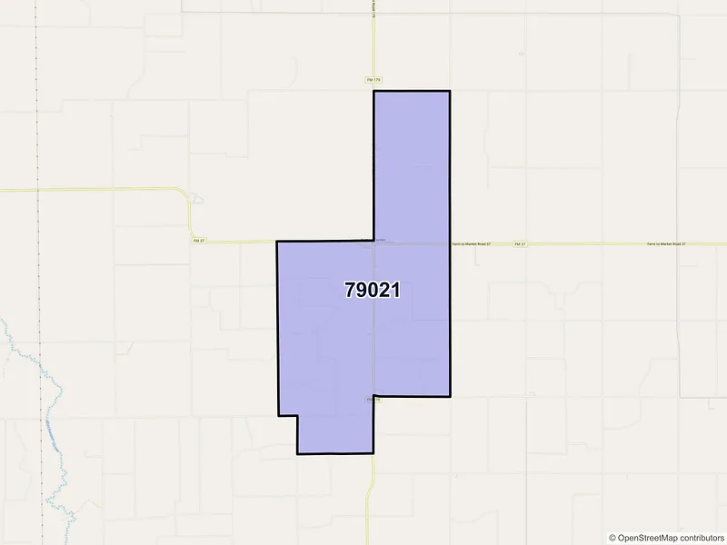 Map of Cotton Center, Texas and ZIP codes