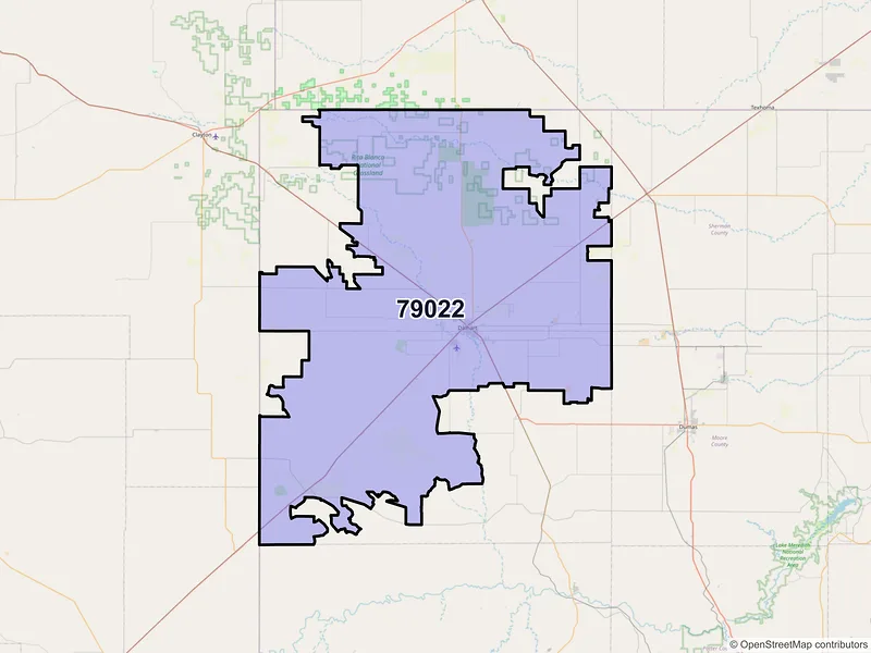 Map of ZIP Code 79022 — Dalhart, TX
